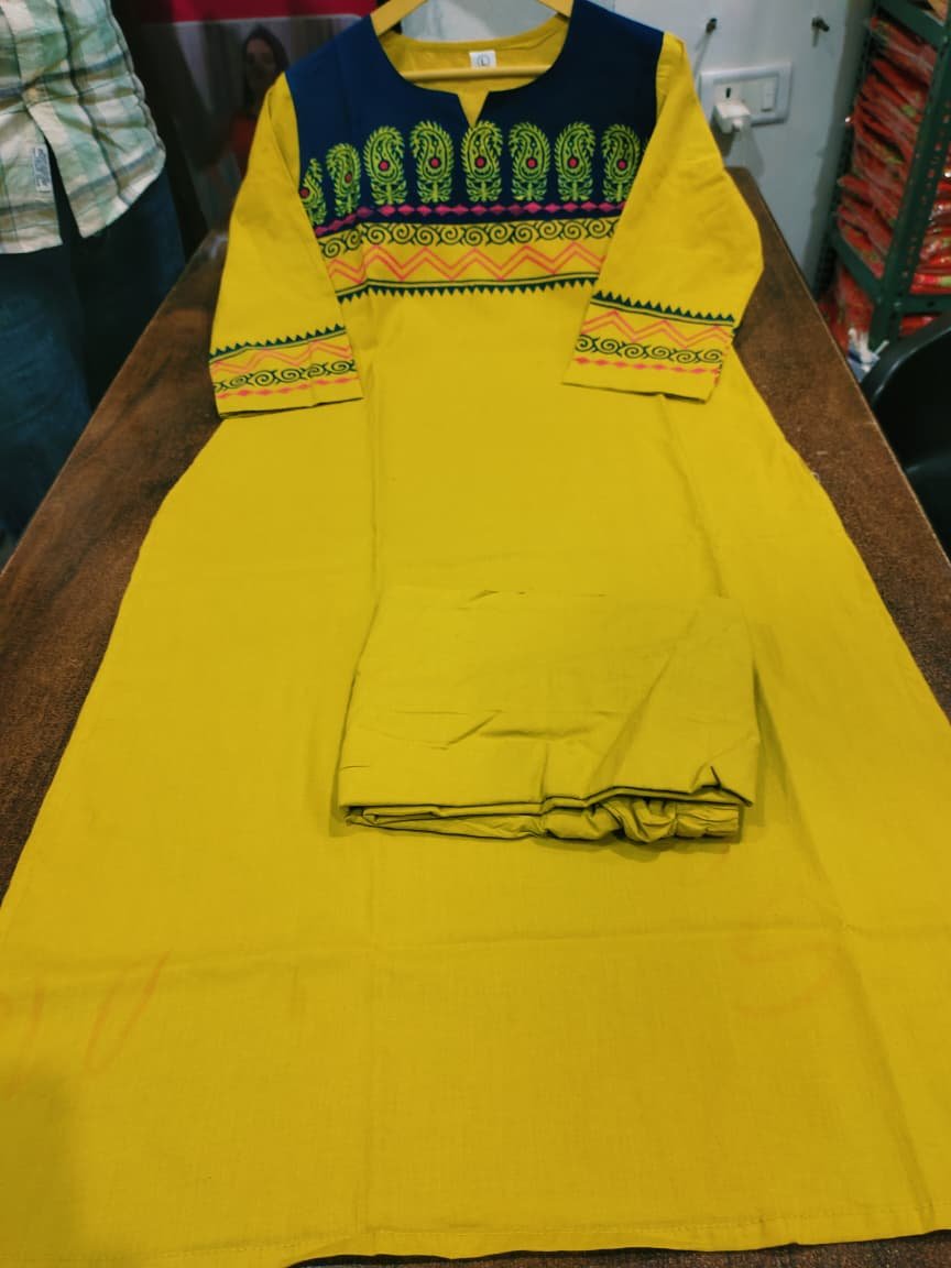 Block Print Cotton Kurti Palazzo Set